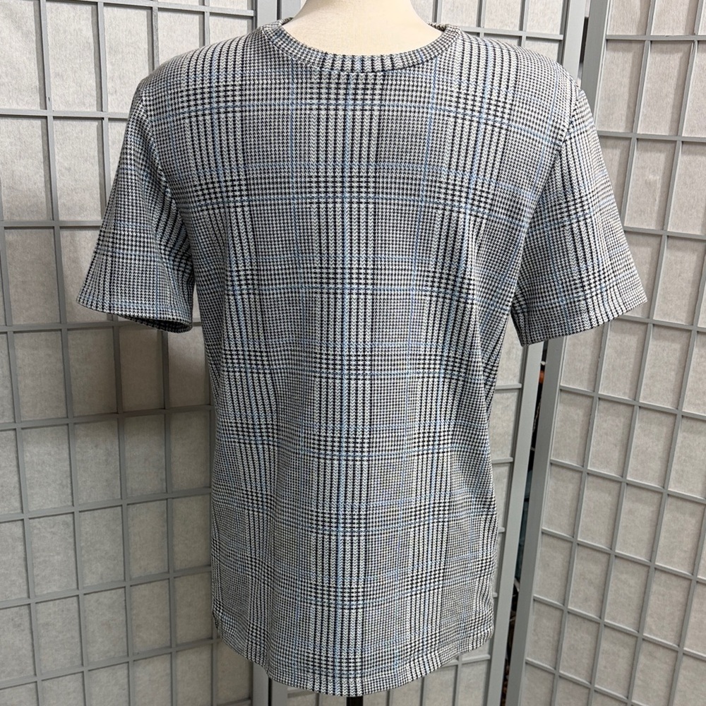 Topman Black and Grey Plaid Short Sleeve Tee
